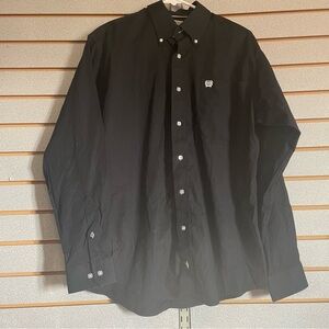 Men’s solid Black LN Cinch Western Cowboy Rodeo Long Sleeve Button Up Shirt‎ XS